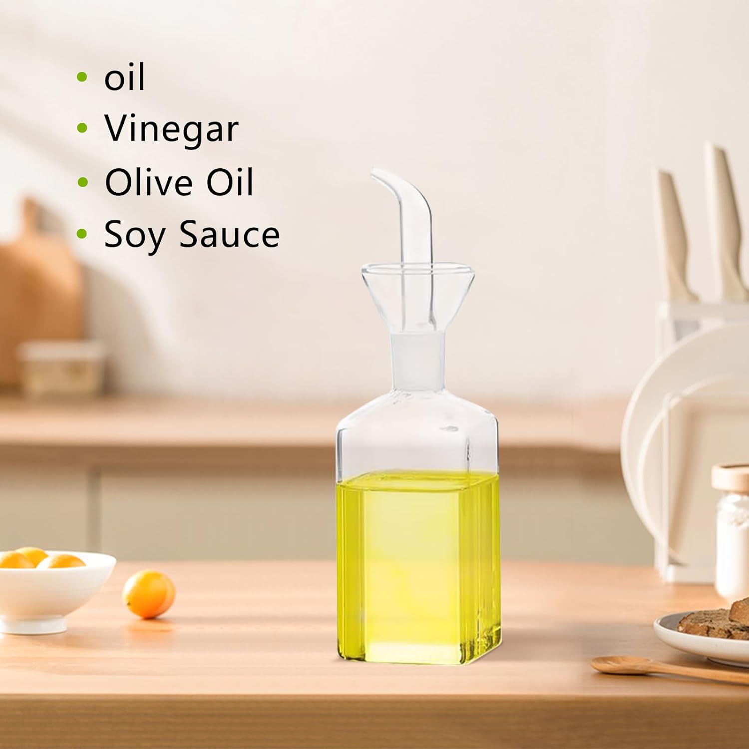 Floatant Vertedor de aceite de oliva Vinagre de aceite de oliva Cocinar vino cotainer aderezo de ensalada Botella de aceite de vidrio Botella de