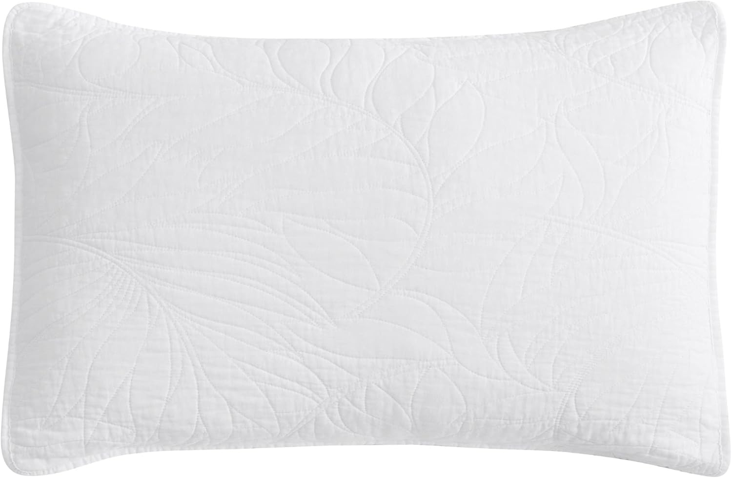 Chezmoi Collection Linden – Juego de colcha de algodón prelavado de 3 piezas, juego de edredón bordado de hojas florales, tamaño Queen, color blanco