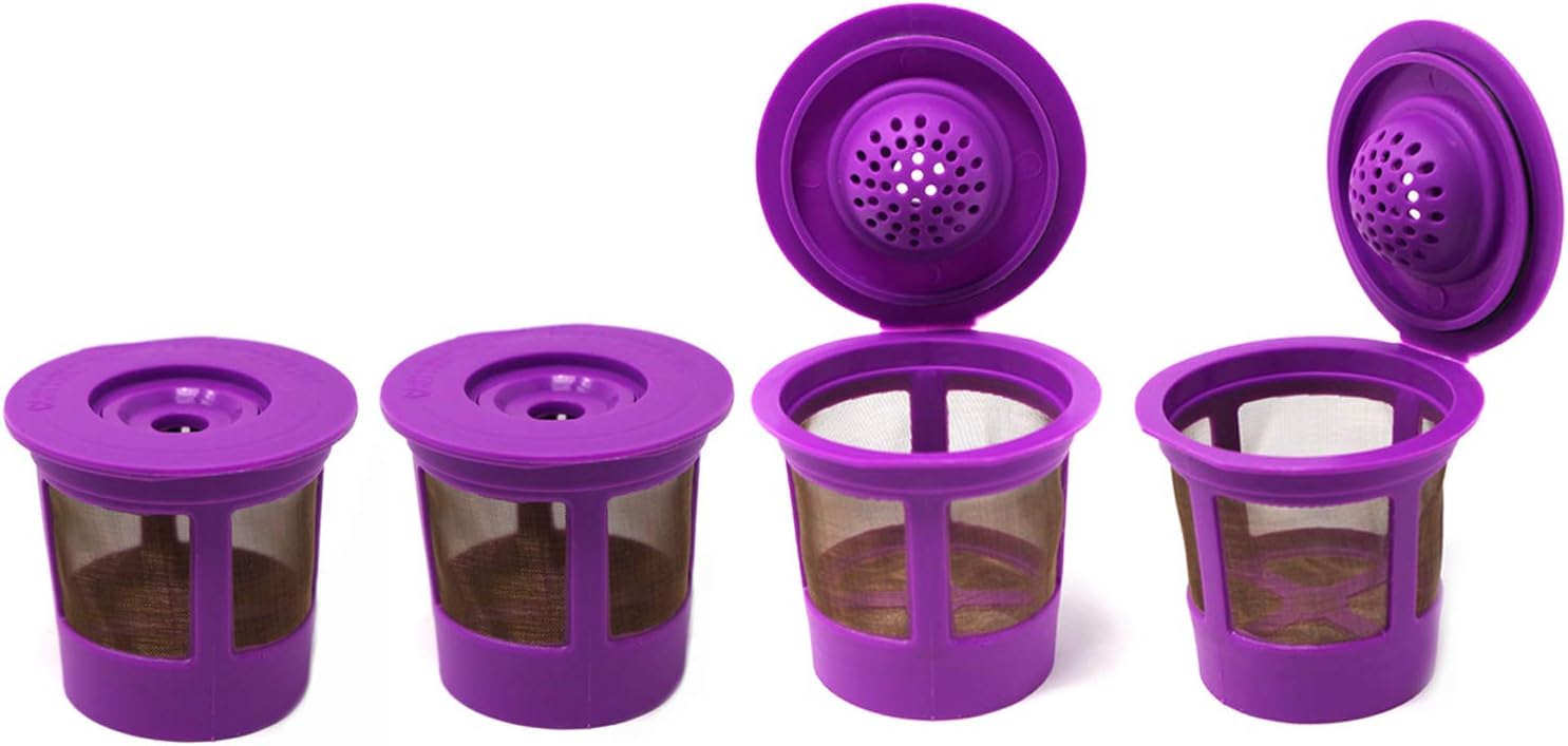 4 nuevos filtros reutilizables individuales K-Cups para cafeteras Keurig 2.0 y 1.0  Repuesto de copa K de repuesto chapado en oro premium universal