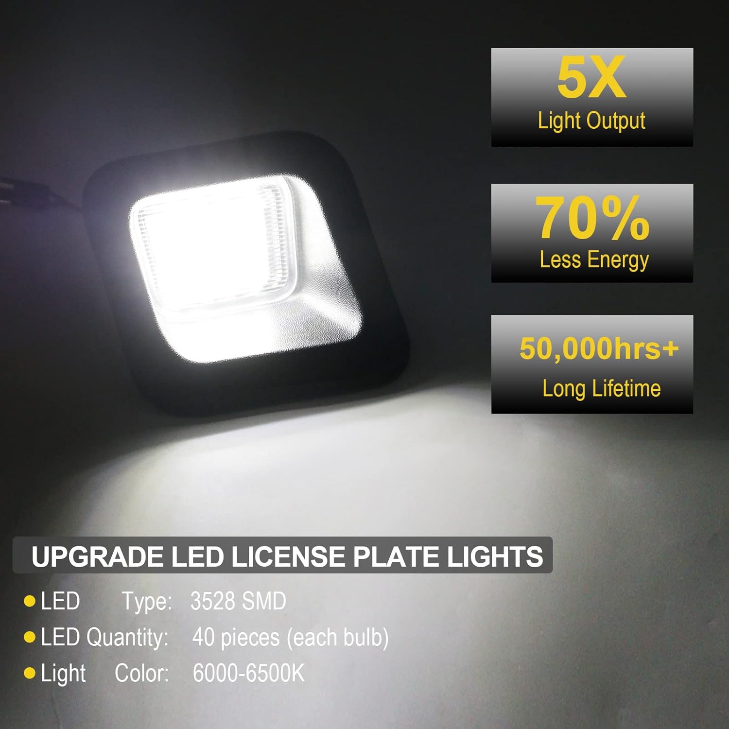 R&F Auto Luces LED de matrícula de repuesto para Ram 1500 2500 3500 (2003-2018)  Ram 1500 Classic (2019-2020), lente transparente alimentada por 40
