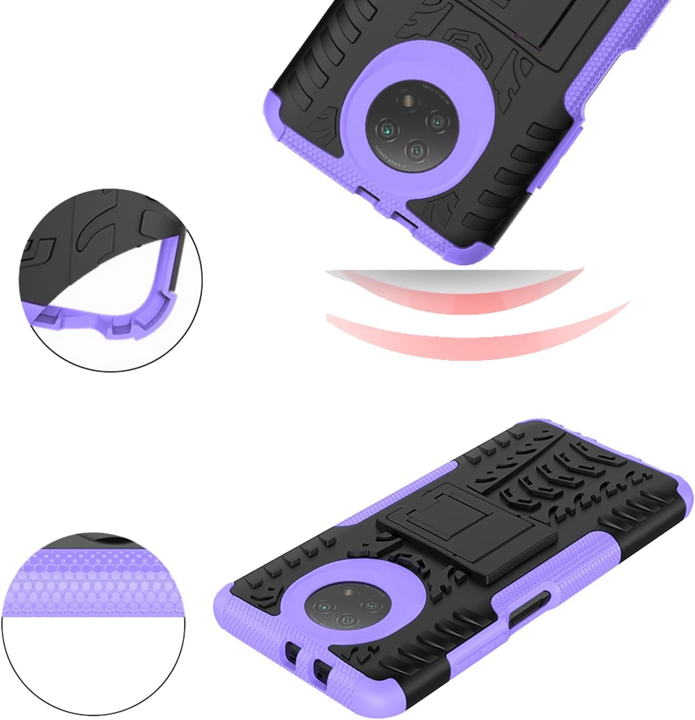 Asuwish Funda de teléfono para Xiaomi Redmi Note 9T9 5G con protector de pantalla de vidrio templado y soporte delgado híbrido resistente resistente