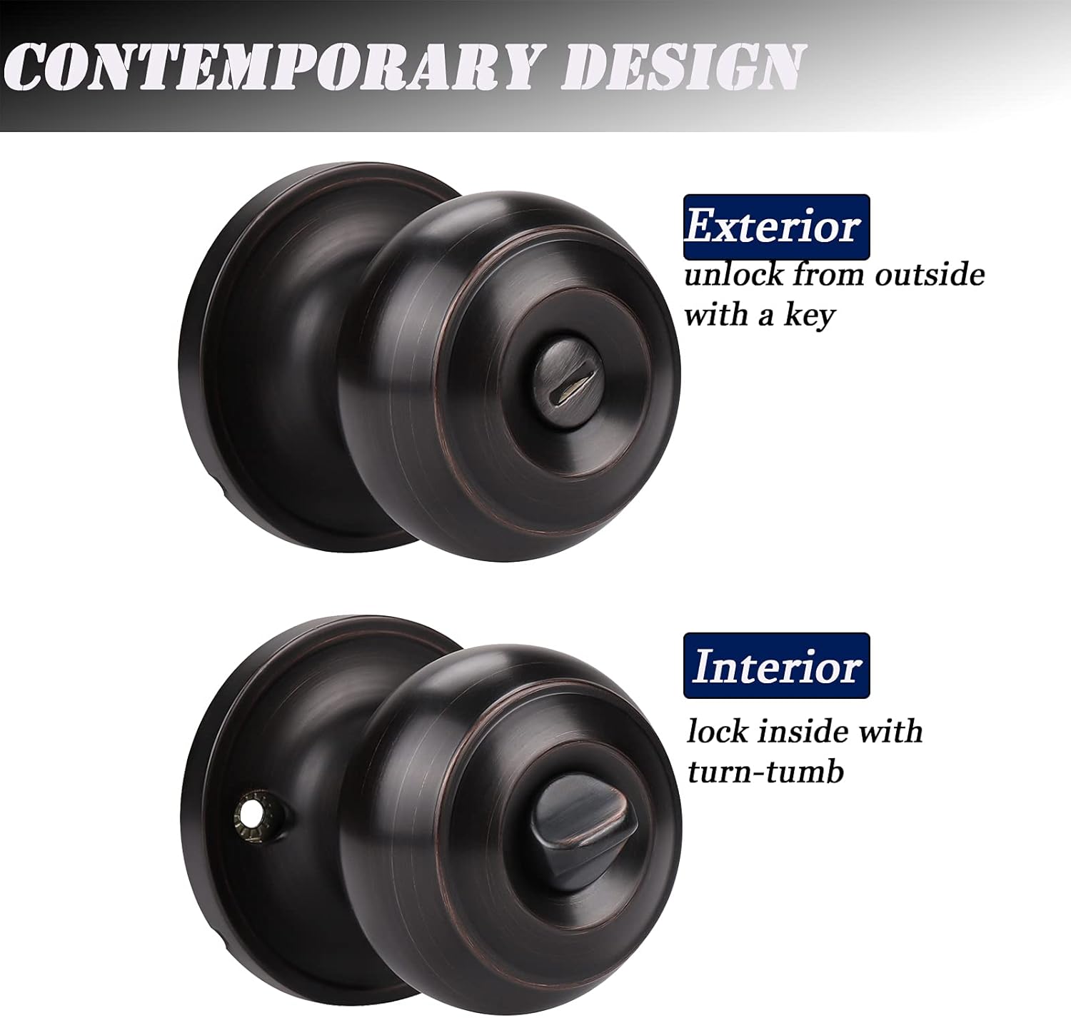 Probrico 609-ORB-BK – Perilla para puerta de baño, interior, sin llave, color bronce aceitado.