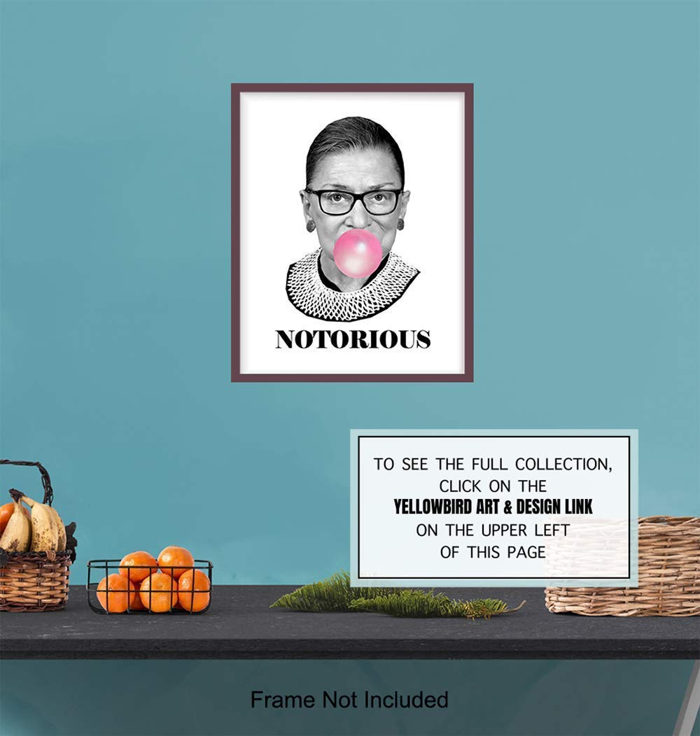 Ruth Bader Ginsburg Wall Art Print – Funny Notorious RBG Poster – Modern Chic Home Decor for Bedroom, Living Room, Office – Great Gift for