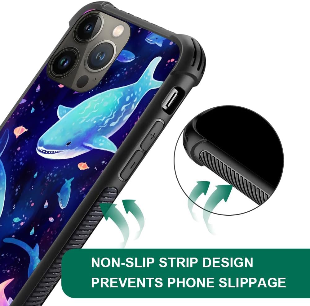 CARLOCA Funda compatible con iPhone 13 Mini, diseño de patrón de tiburón morado Corlorful para niñas y niños, a prueba de golpes, antiarañazos, para