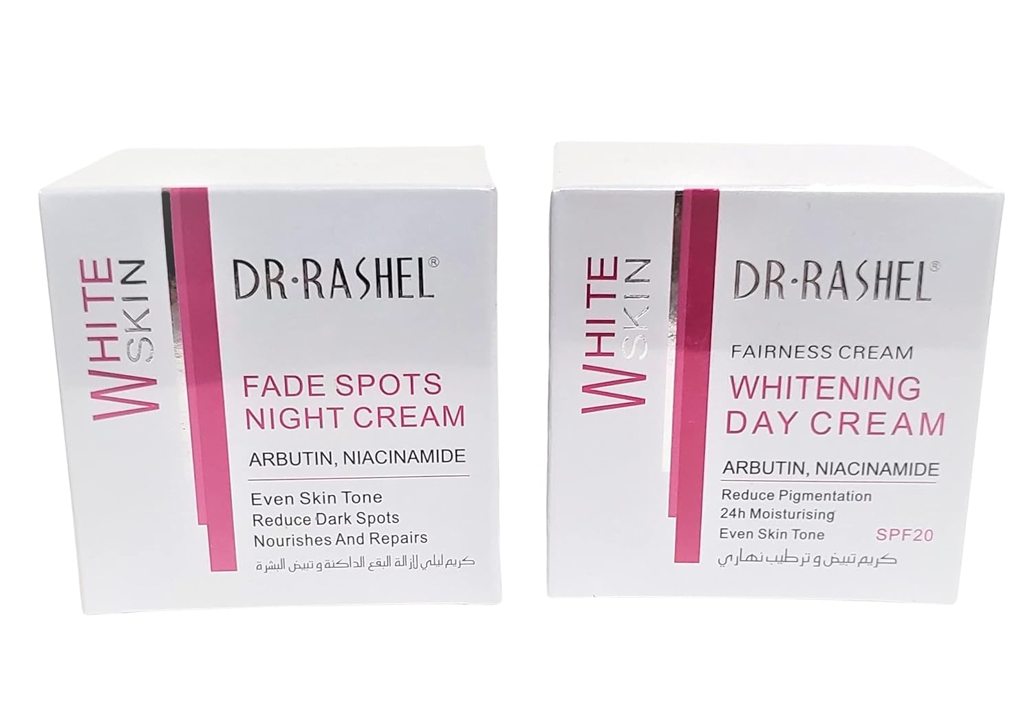 Dr Rashel Fade Dark Spots – Crema facial de día y crema de noche con arbutina y niacinamida (paquete de 2) tarros de 1.76 onzas