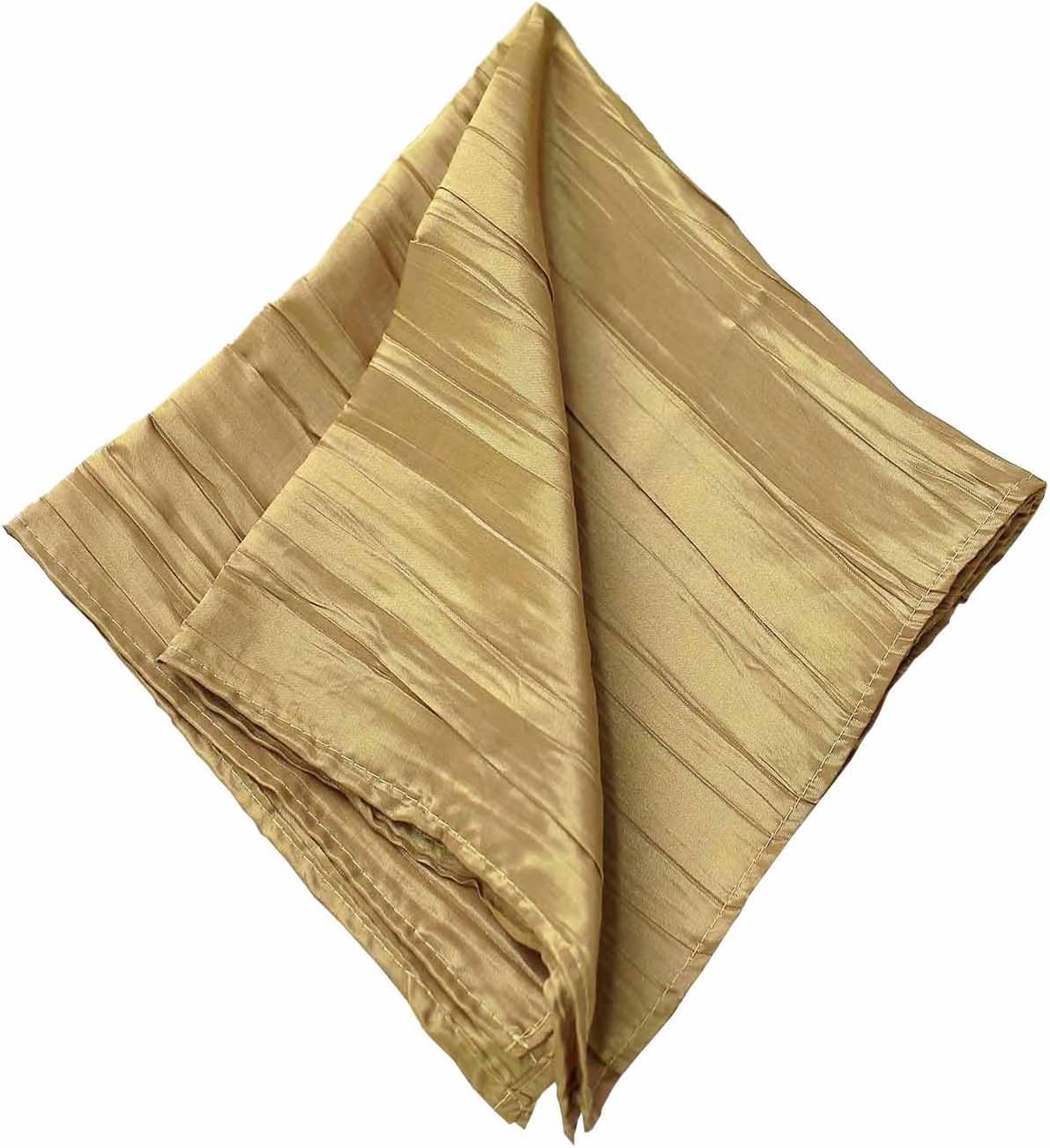 Efavormart – Paquete de 5 servilletas de tafetán arrugado de acordeón dorado, brillo metálico impecable, perfectas para ceremonias de boda,