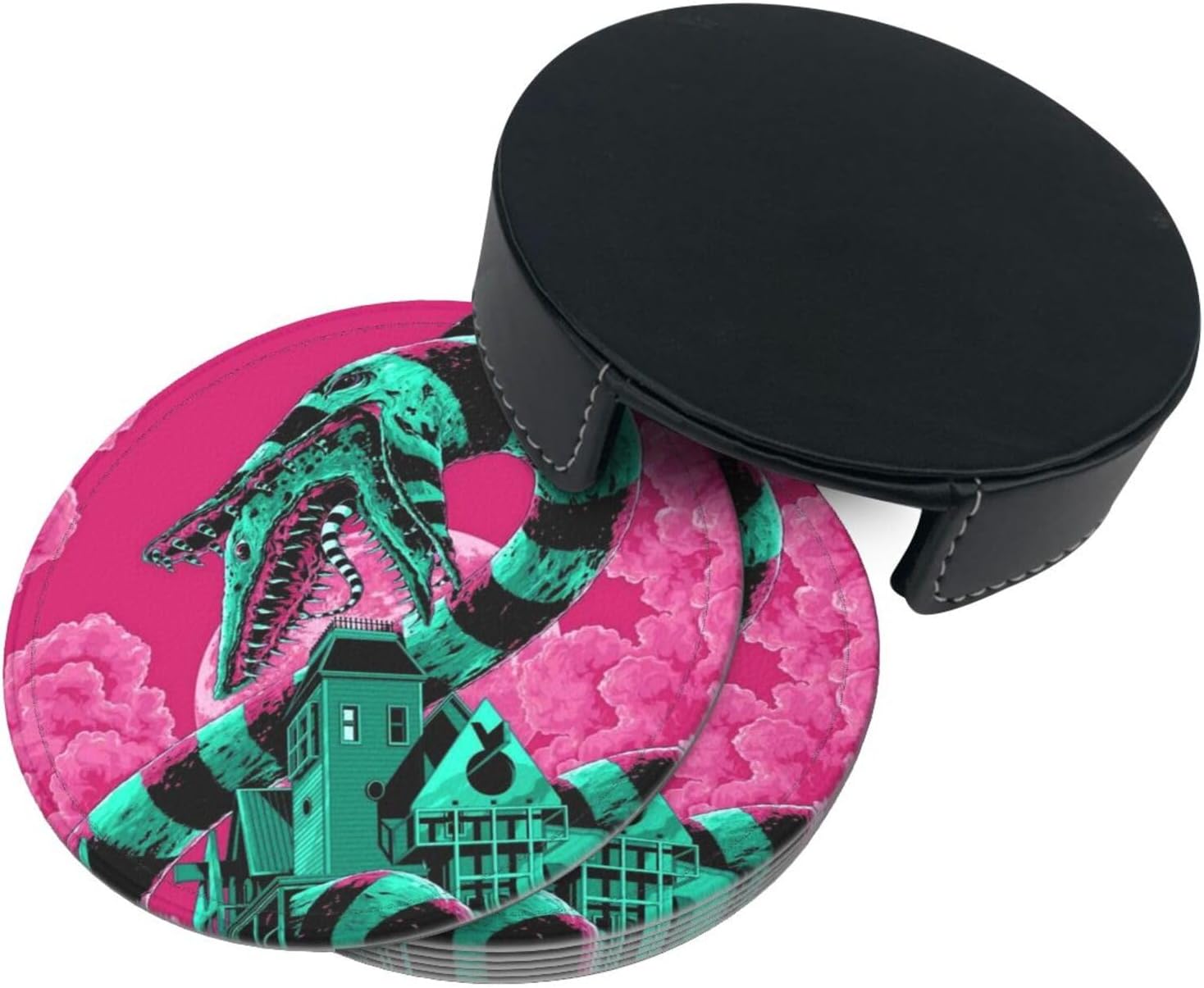 Juego de 6 posavasos de cuero para bebidas con soporte, adecuados para tipos de tazas