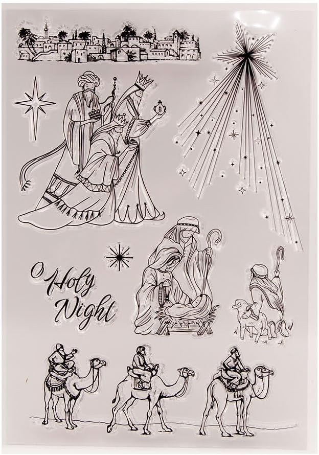 Feliz Navidad Santa Noche Estrella Clear Sellos para la decoración de tarjetas y DIY Scrapbooking 3090909