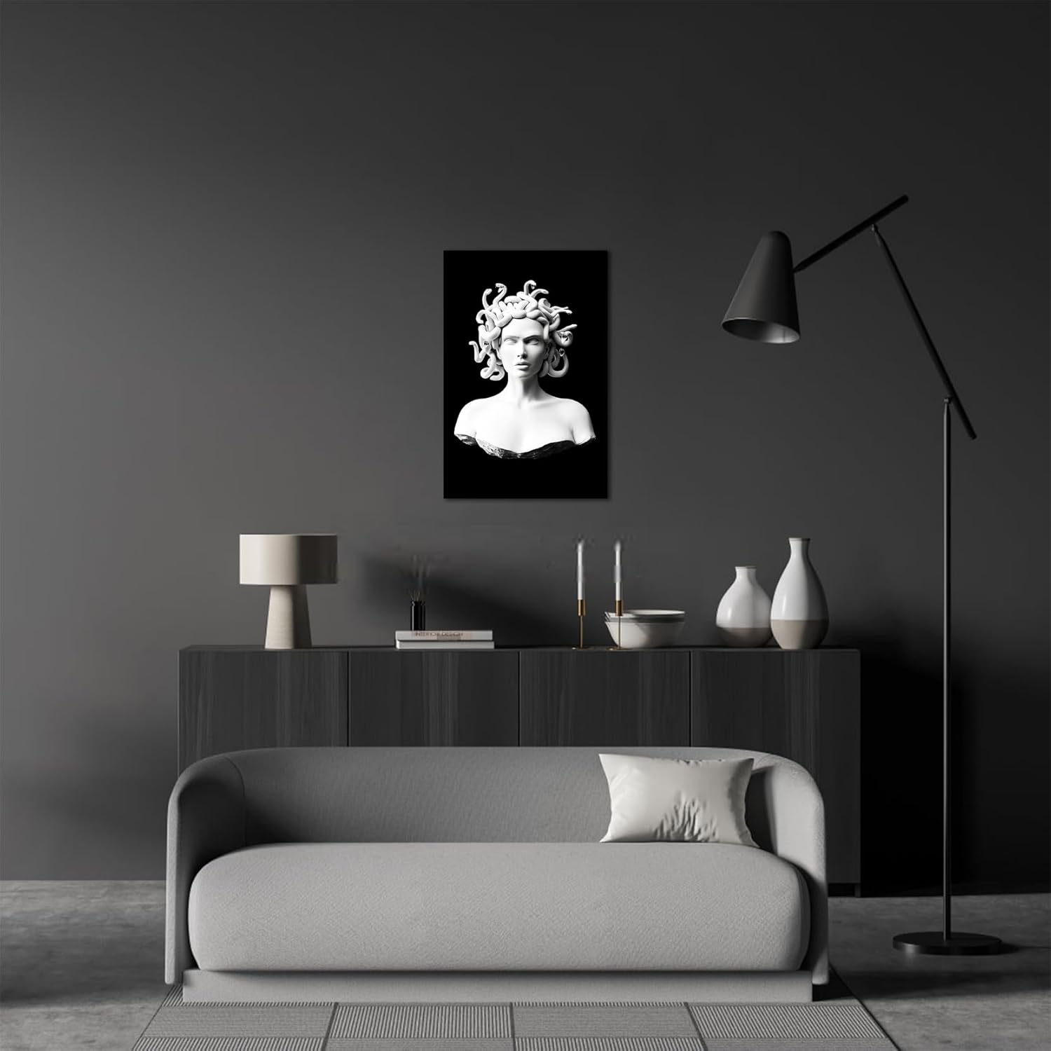 Póster vintage de Medusa con diseño estético de Medusa en blanco y negro, póster para pared, 24 x 36 pulgadas, sin marco