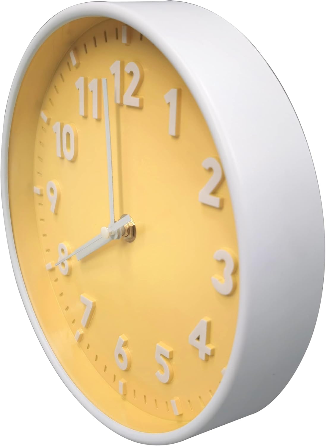 ANDSTAR Reloj de pared redondo de 8 pulgadas con números arábigos 3D, respetuoso con el medio ambiente, silencioso, sin tictac, fácil de leer, para