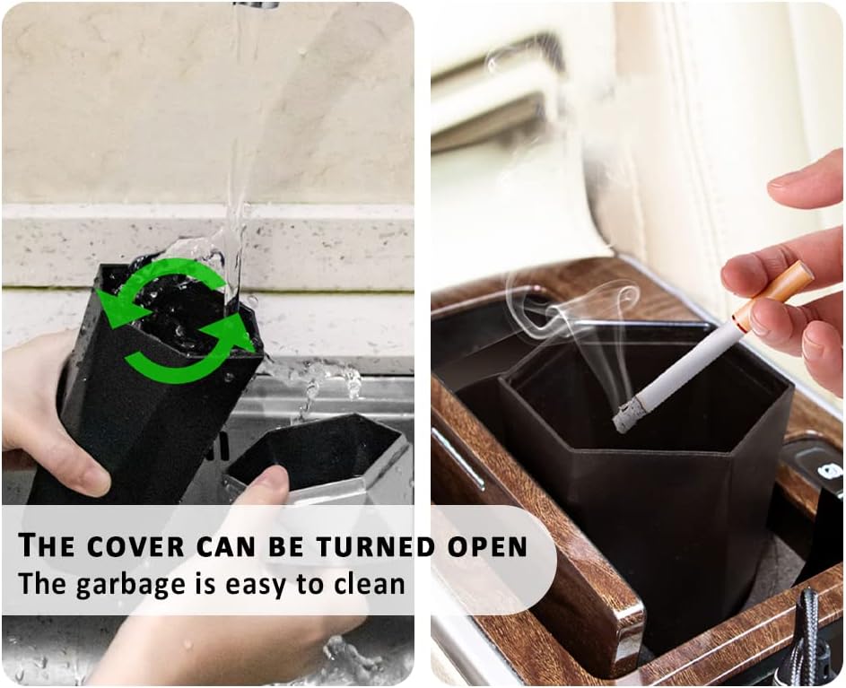 Bote de basura portátil para automóvil, estilo diamante + diseño de tapa, impermeable, se adapta a la mayoría de los portavasos de automóvil, hogar,