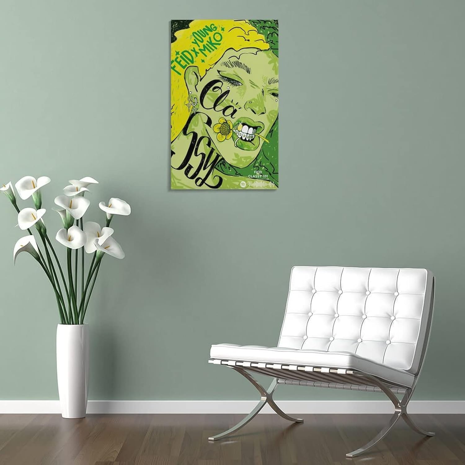 Feid Classy 101 – Póster de lienzo para decoración de dormitorio, paisaje, oficina, San Valentín, cumpleaños, regalo, marco, estilo 12 x 18 pulgadas