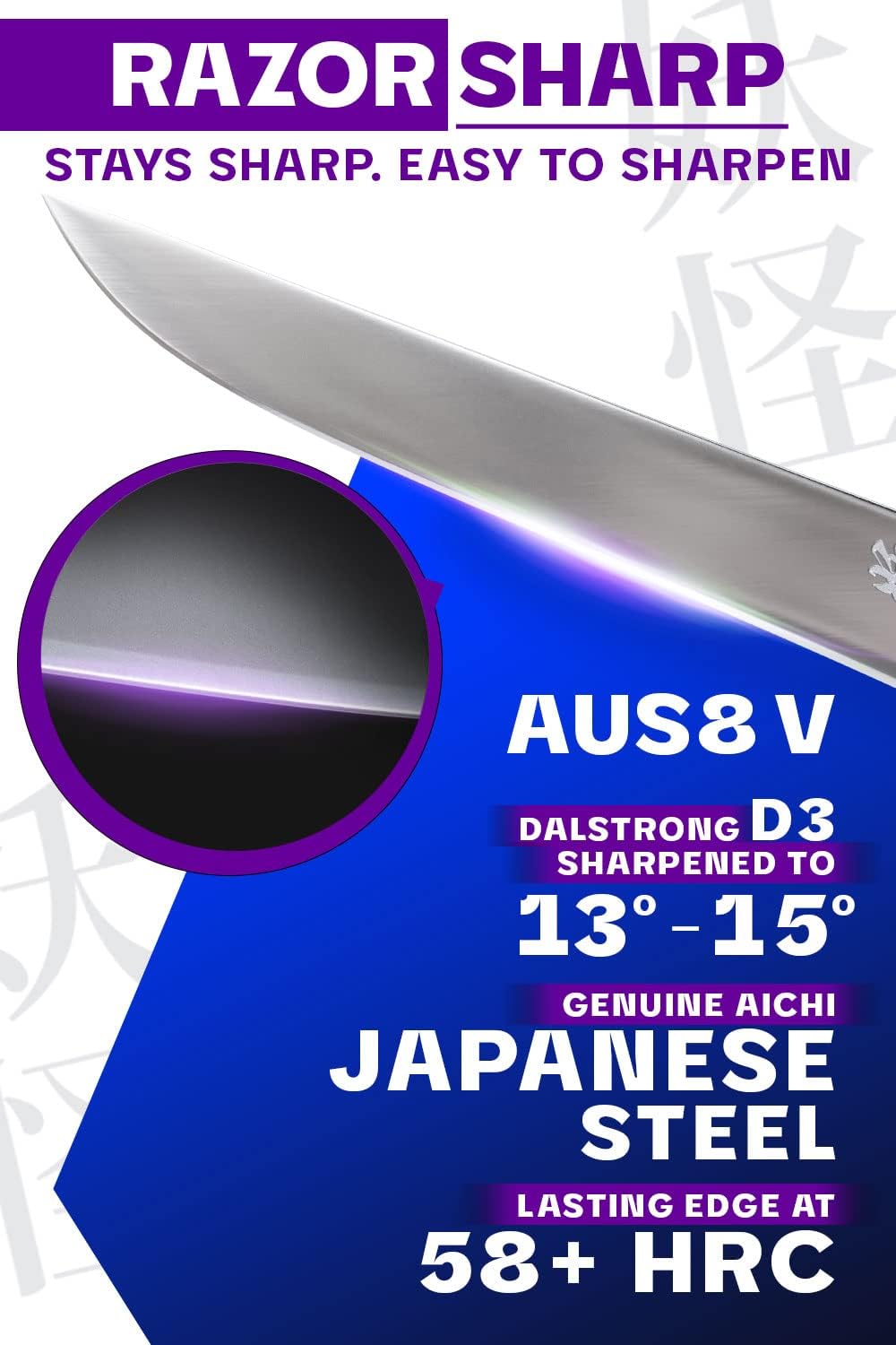 Dalstrong – Phantom Series – Alto carbono japonés – Acero AUS8 – Funda, Acero japonés de alto carbono, AUS8, sin dudas, 13-15, refrigerado por