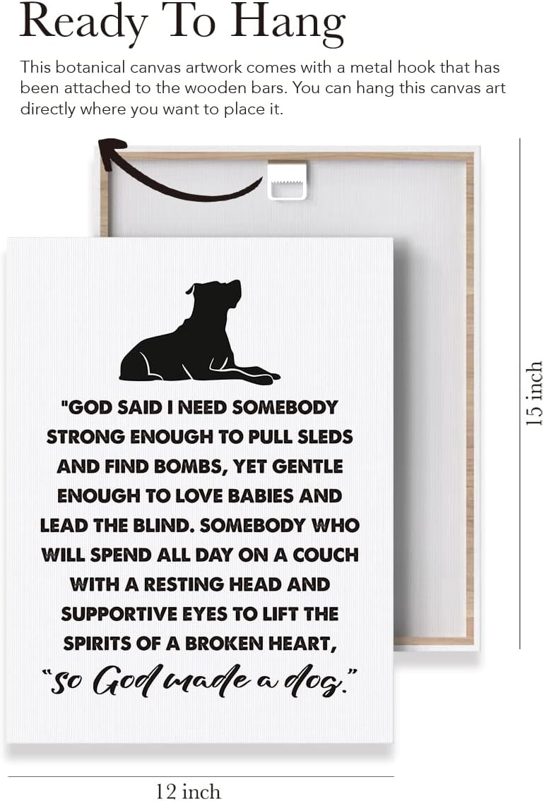 Póster de lienzo religioso con diseño de perro religioso, arte de pared para cachorros, diseño de perro con texto en inglés So God Made Aper (So God
