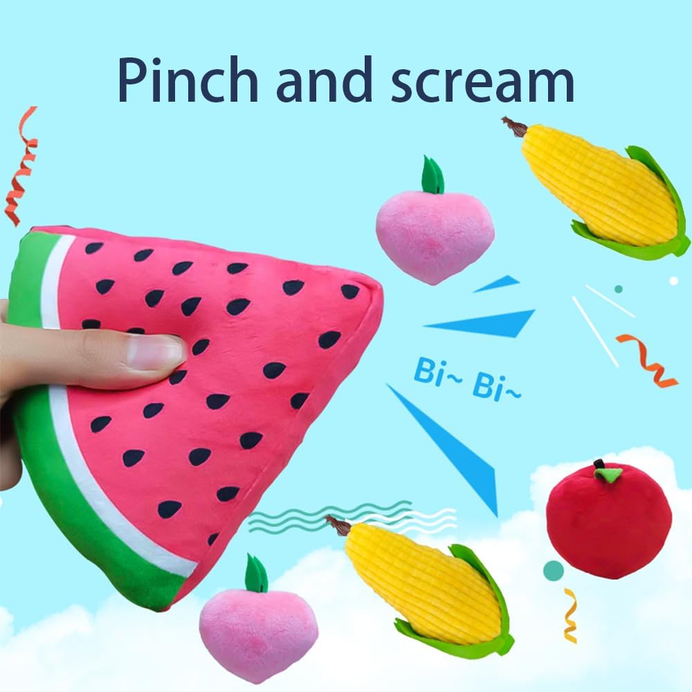 weiff 11 piezas de frutas rellenas de frutas y verduras con canasta, juguetes sensoriales Montessori, juego de comida suave para niños, mascotas,