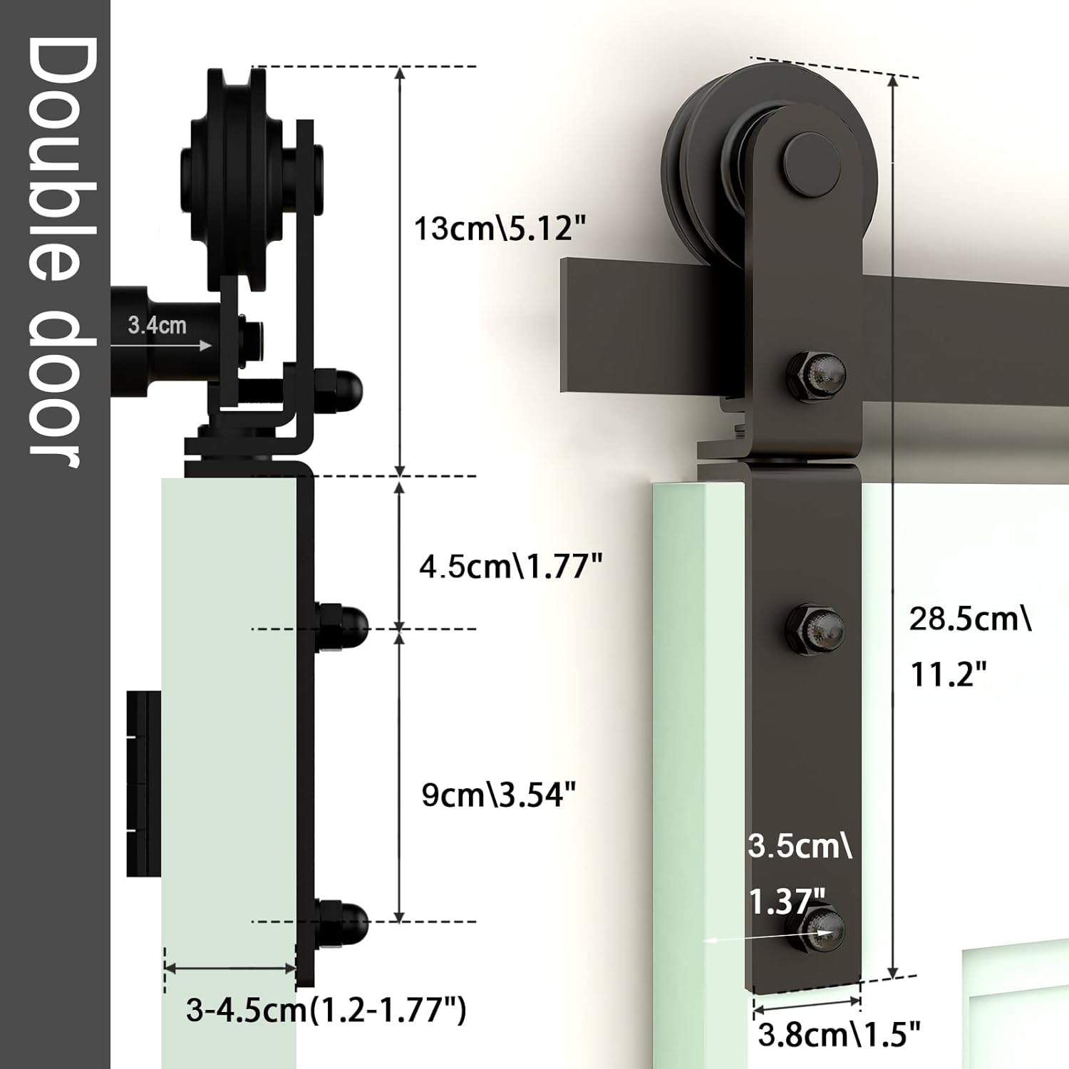 Kit de riel deslizante para puerta de granero biplegable de 6.6 pies79 pulgadas para 4 puertas de acero al carbono resistente (solo kit de hardware,