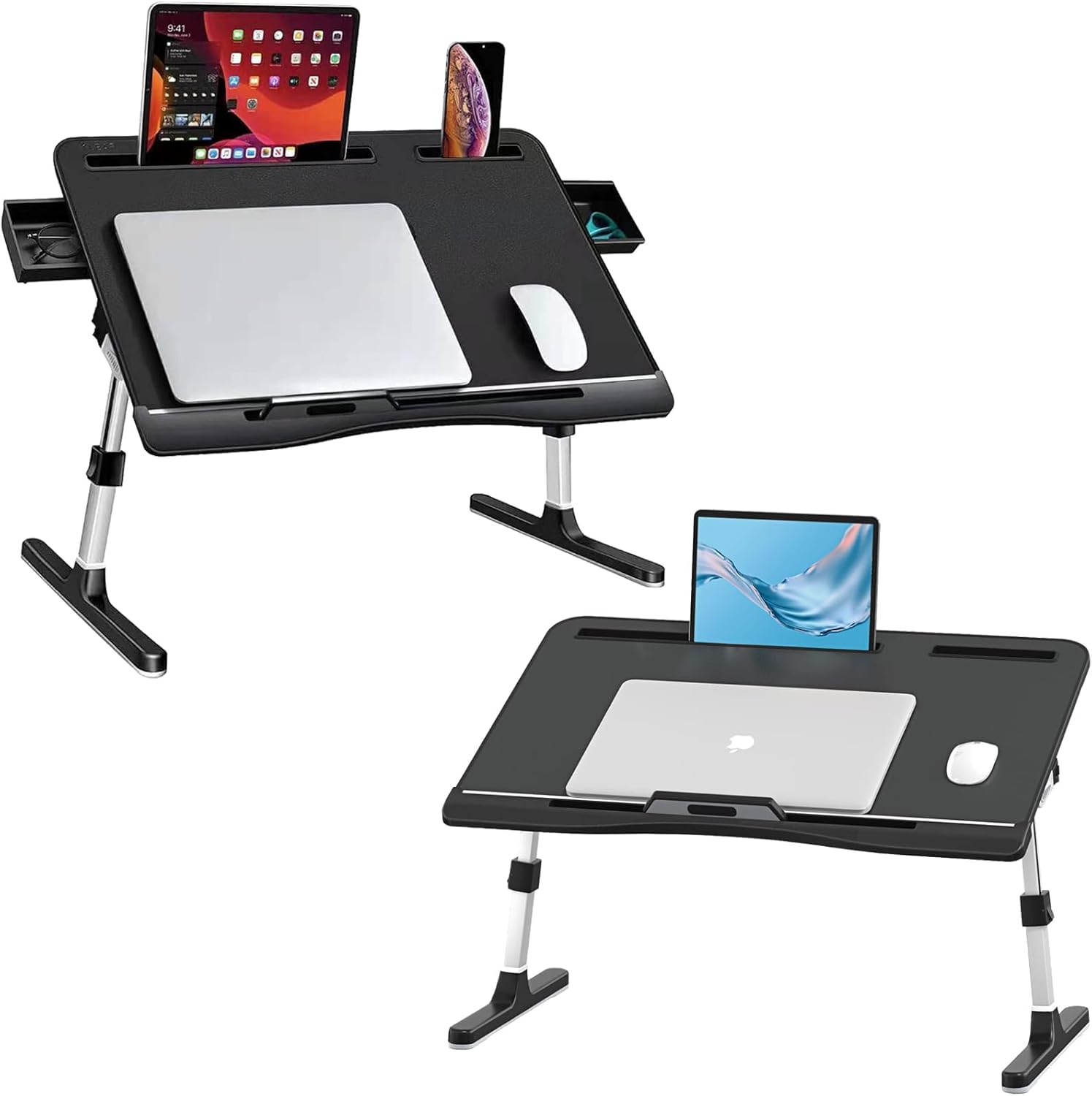 Bandeja plegable para laptop, mesa de cama ajustable para laptop con alturas y ángulos, escritorio de regazo para computadora portátil resistente