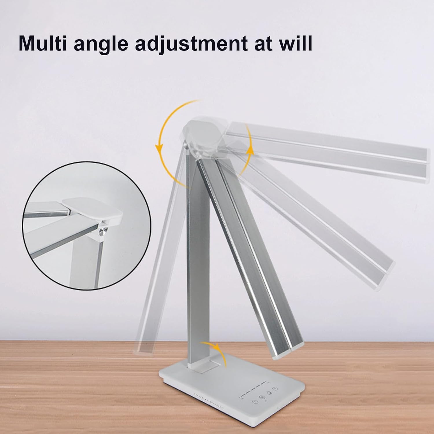 Lámpara de escritorio LED de doble brazo oscilante, regulable, lámpara de mesa plegable ajustable con puerto de carga USB, lámpara de tarea de
