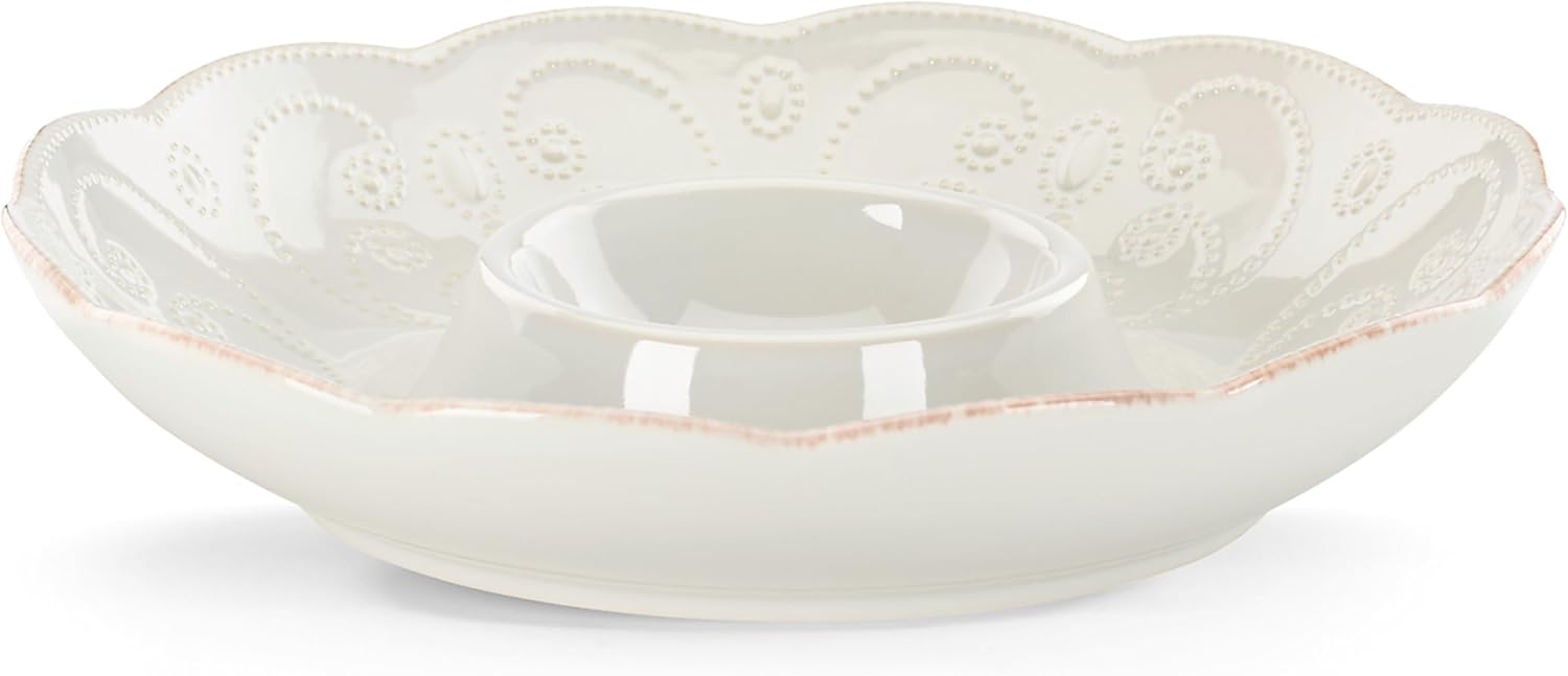 Lenox French Perle – Bandeja para chips y inmersiones, color blanco –
