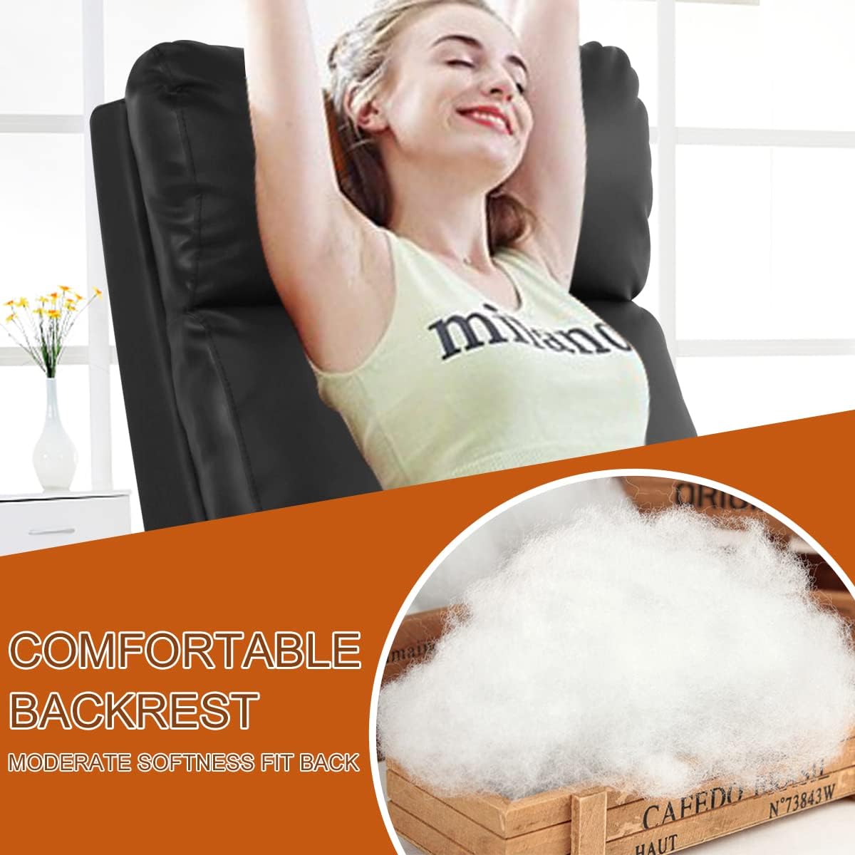 TYNB SS-AC207-B – Silla reclinable de masaje, sala de estar, sofá de lectura, asiento de cine en casa, silla moderna, fácil de descansar, asiento