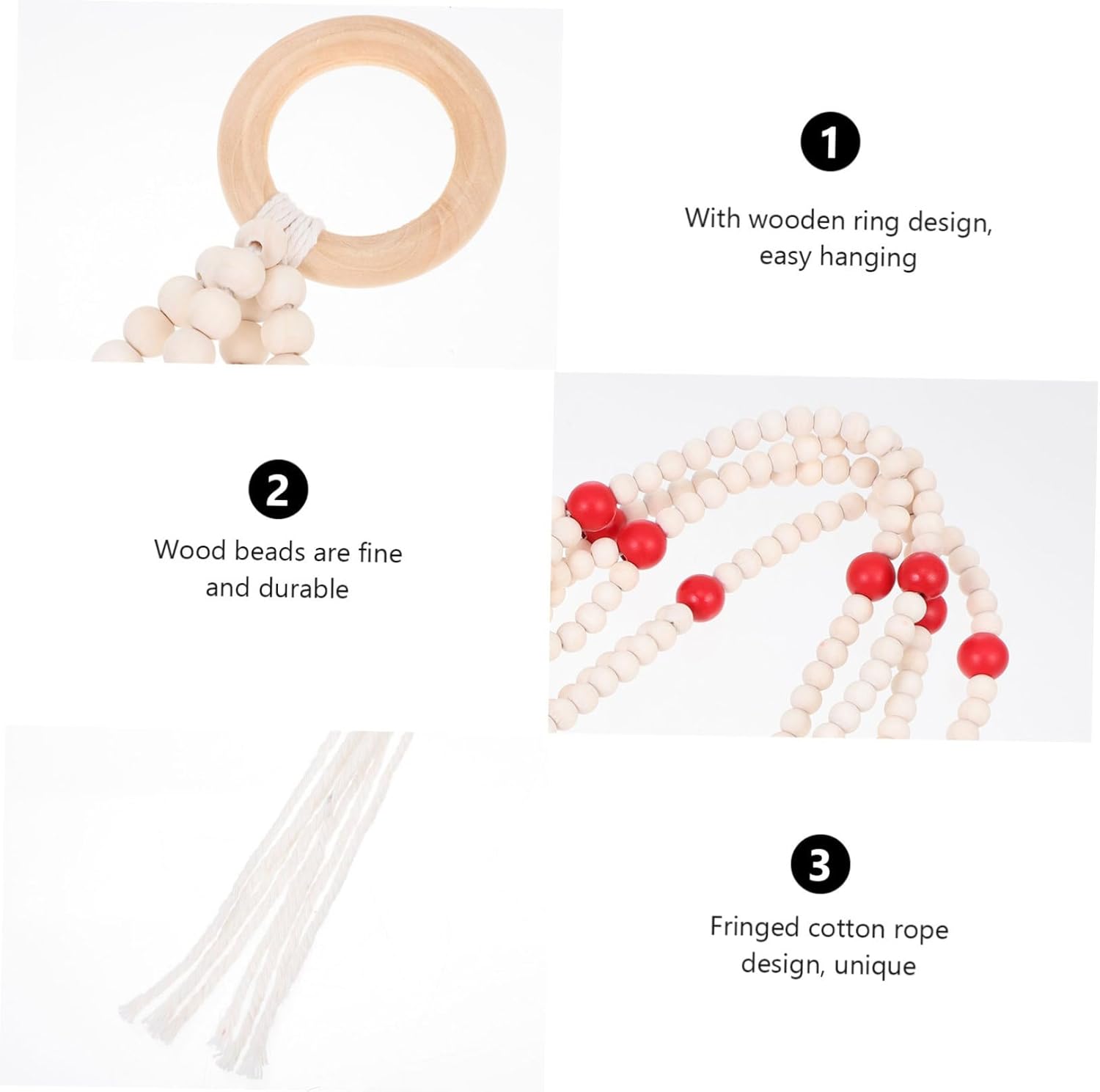 GANAZONO Colgador de plantas con cuentas para colgar macetas, cesta colgante, cuentas de madera de cactus para tejer decoración