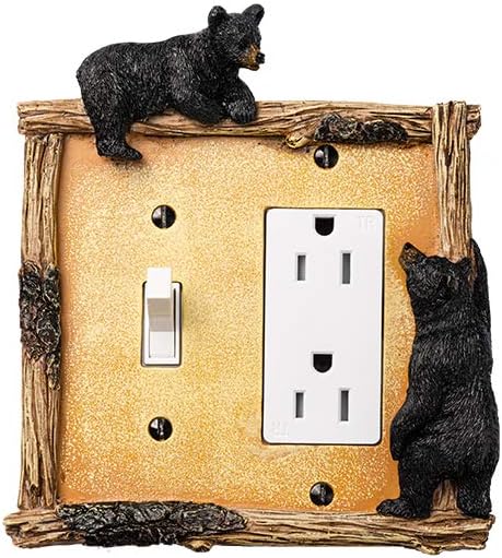 Bear – Cubierta eléctrica para interruptor de placa de interruptor de 2 osos, cubierta combinada de placa de interruptor de pared (combo de palanca