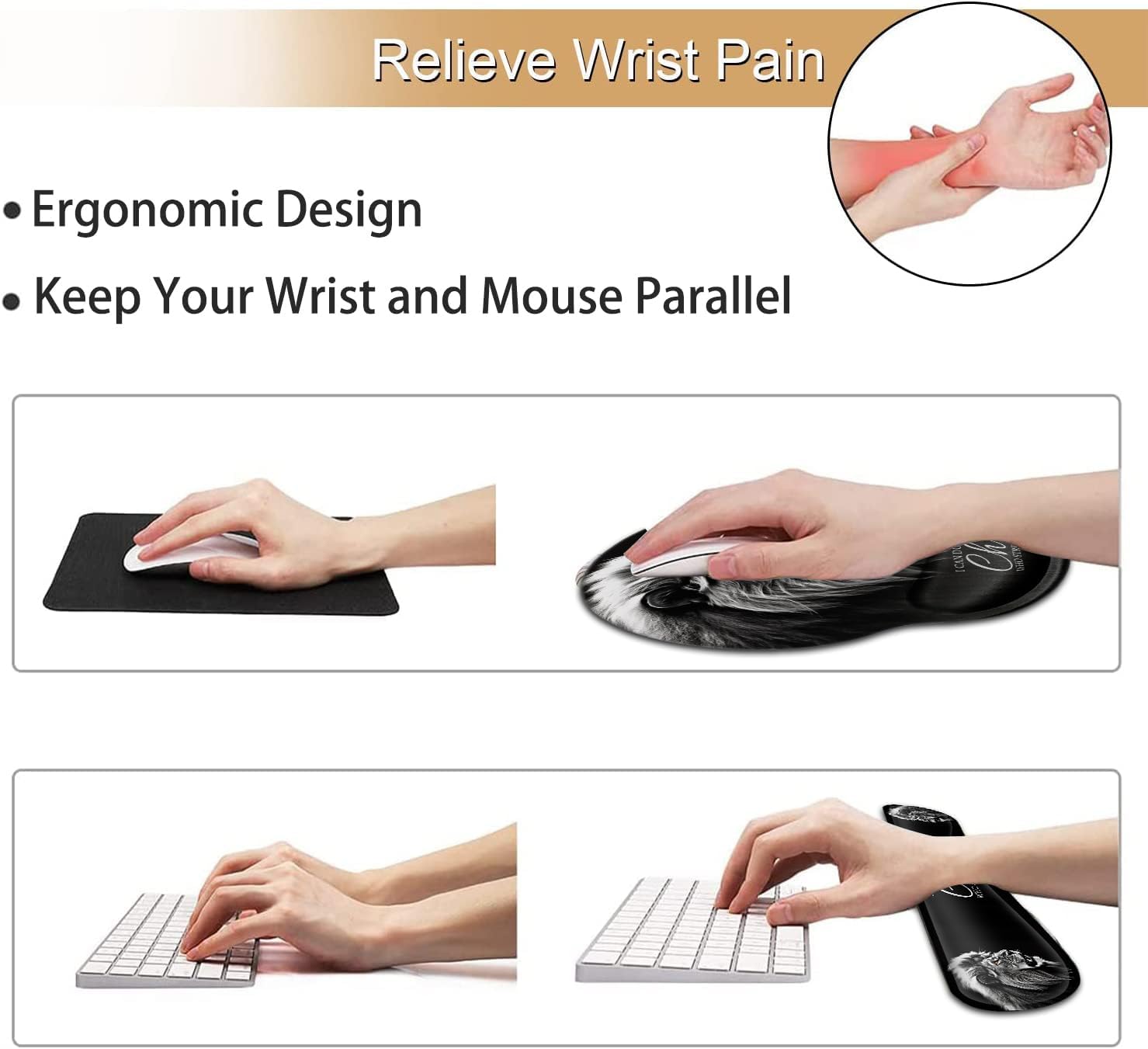Alfombrilla ergonómica para mouse con soporte de muñeca de gel y reposamuñecas de teclado de espuma viscoelástica, para videojuegos, oficina,