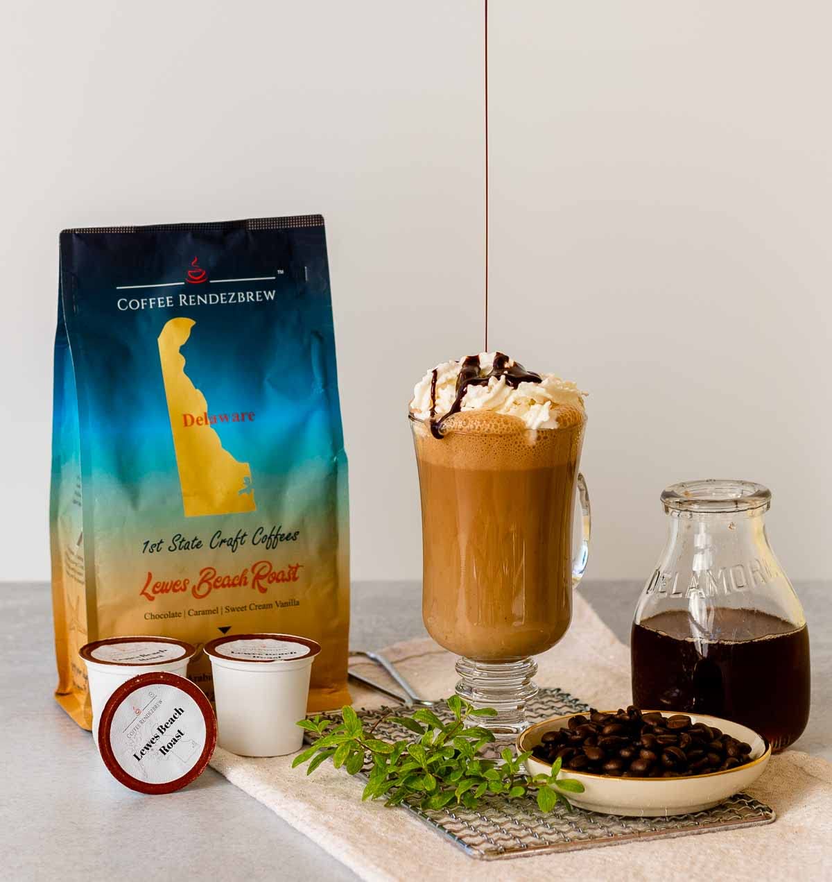 Coffee Rendezbrew 1st State Craft Coffee – Lewes Beach, café gourmet 100% arábica, tostado medio, molido, bolsa de 12 onzas