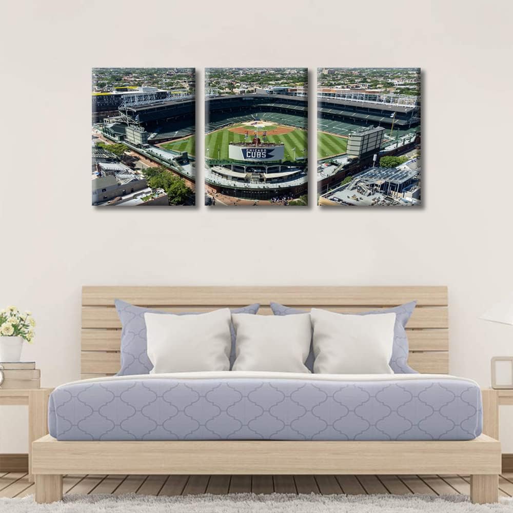 TUMOVO Chicago Wrigley Field – Lienzo decorativo para pared, diseño de estadio de béisbol, arte de pared para dormitorio, arte de pared para sala de