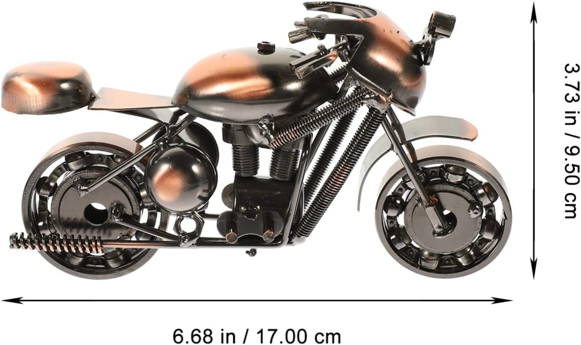 Motocicleta de metal retro, estilo vintage, de hierro forjado, modelo de motocicleta, artesanía, escultura de arte de hierro coleccionable para