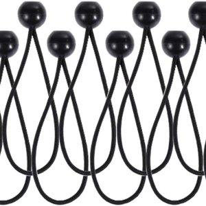 10 unidades de cuerdas elásticas de bola de plástico negro para tienda de campaña, lona, toldo, equipaje 10 unidades de cuerdas elásticas de bola de plástico negro para tienda de campaña, lona, toldo, equipaje
