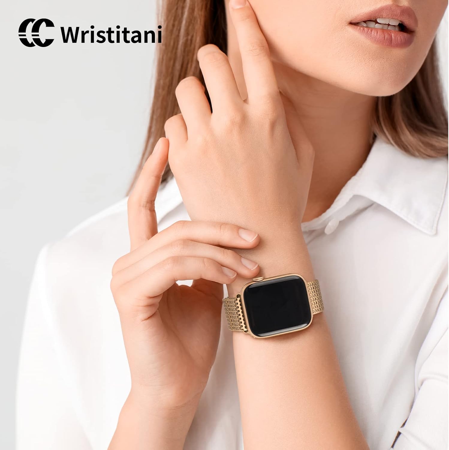 Wristitani Compatible con Apple Watch Band Series 8 SE 7 6 5 4 3 2 1, correa de cierre magnético de acero inoxidable de repuesto para iWatch Band