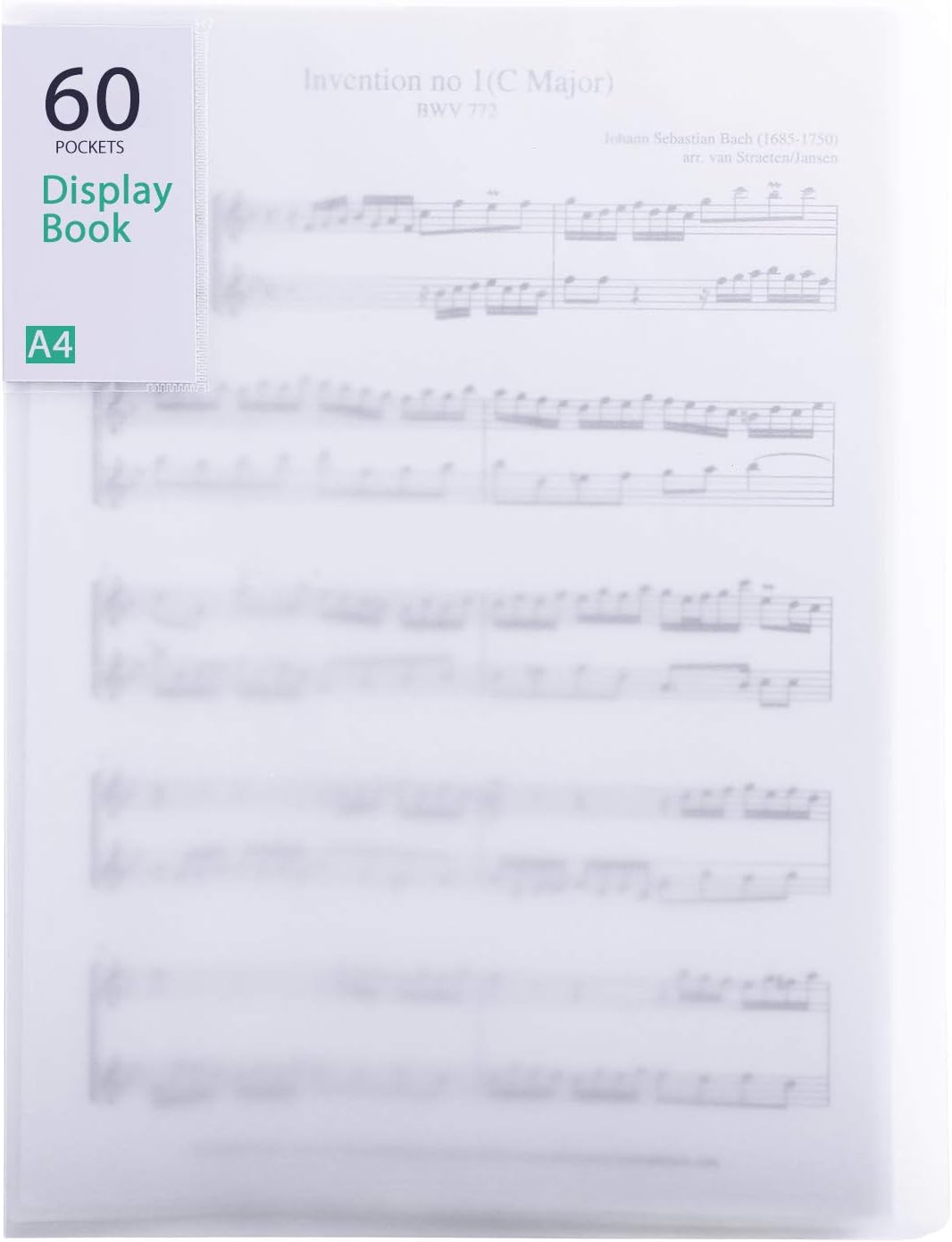 Carpeta de archivos de plástico con 60 bolsillos, portafolio, fundas transparentes, organizador de documentos para hojas de música, ilustraciones