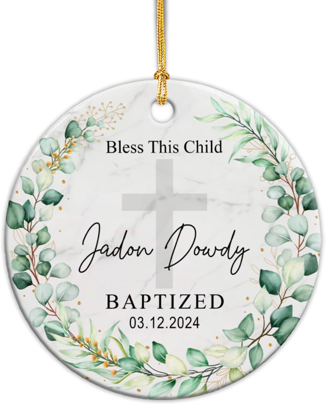 Bless This Child Baptized Christmas – Adorno de cerámica personalizado para el bautismo de Dios bendiga el bautismo, adorno floral personalizado,
