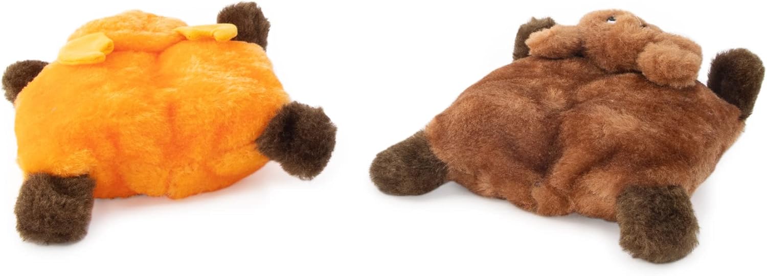 ZippyPaws Squeakie Pads – Paquete de 2 juguetes chirriantes para perros sin relleno, juguetes de felpa sin relleno, cosas para perros pequeños y
