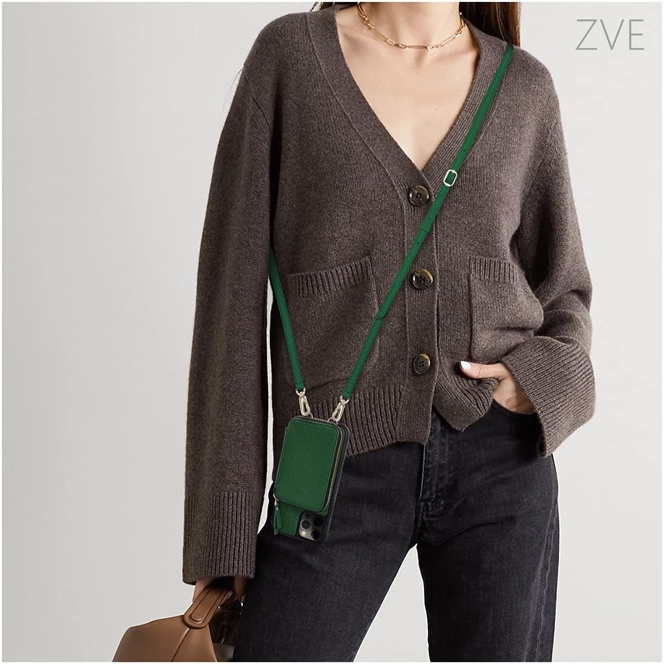 ZVE Magsafe Funda con cartera, bloqueo de interferencia de radiofrecuencia y cargador inalámbrico para el iPhone 12 Pro, funda cruzada de cuero con