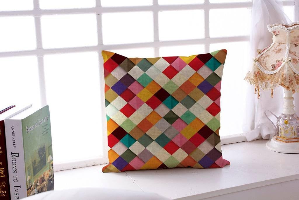 ChezMax Fundas de cojín abstractas de algodón y lino para respaldo de silla, funda de cojín geométrica decorativa para sofá, cama, silla, 18 x 18