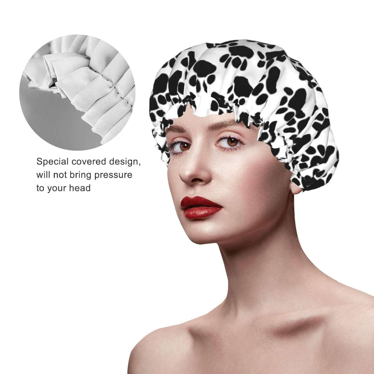 Cute Dog Double Layer Waterproof Shower Cap Suitable For All Head Sizes