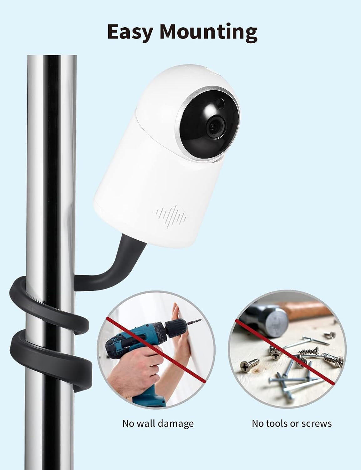 Tonton Soporte universal para monitor de bebé, soporte de cámara compatible con HelloBaby y la mayoría de los otros monitores de bebé, brazo de