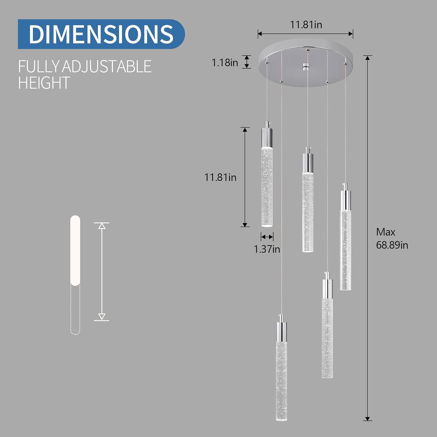 Lámpara colgante moderna para isla de cocina, regulable, LED, cromada, mini, iluminación colgante, comedor, dormitorio, sala de estar, cocina,