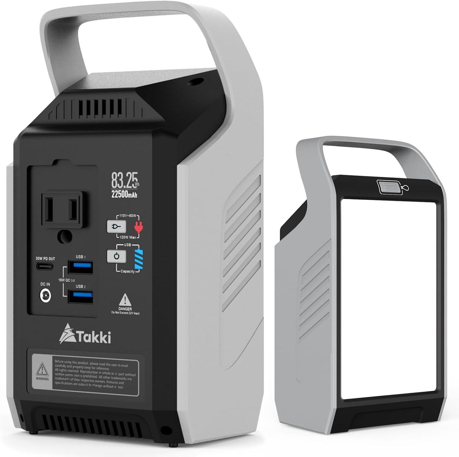 Takki Banco de energía portátil con salida de CA, pico de 120 W110 V, cargador portátil para portátil, estación de energía de 22500 mAh, batería de