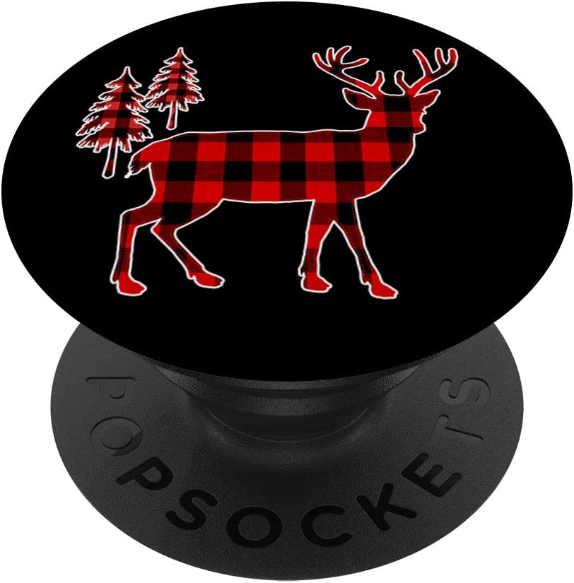 Camisa de reno a cuadros de reno de Navidad para hombre, PopSockets de Navidad intercambiables PopGrip