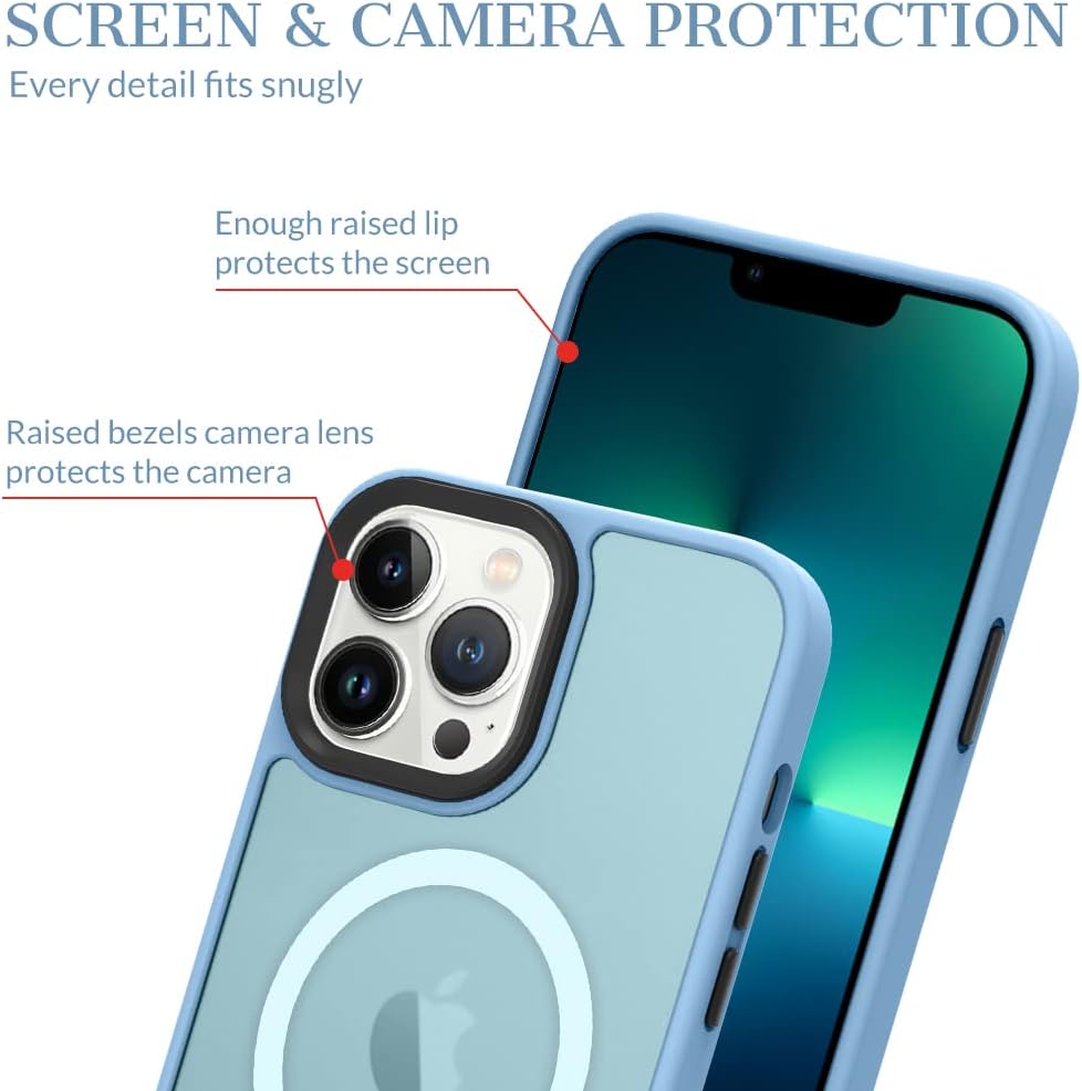 ZIYE Funda magnética para iPhone 13 Pro Max compatible con MagSafe, agradable a la piel, con protección de cámara, funda protectora de TPU de lujo,
