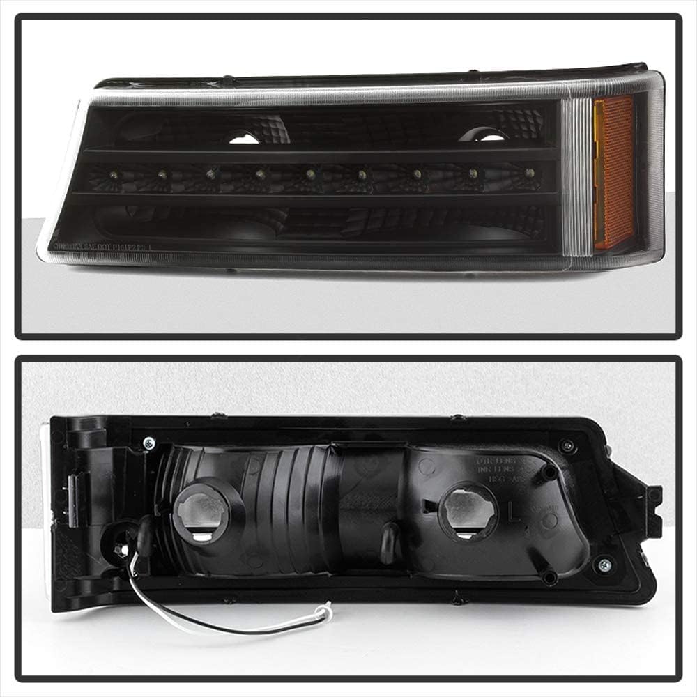 ACANII – Para 2003-2006 Chevy Silverado 1500 2500 3500 LED Parking Luces de Parking Lámparas de Señal Izquierda+Derecha – Carcasa Negra