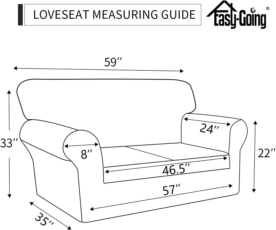 Easy-Going Funda para sofá, funda de sofá biplaza, impermeable, lavable, para sofá de 2 cojines, tela antideslizante, protector de muebles con