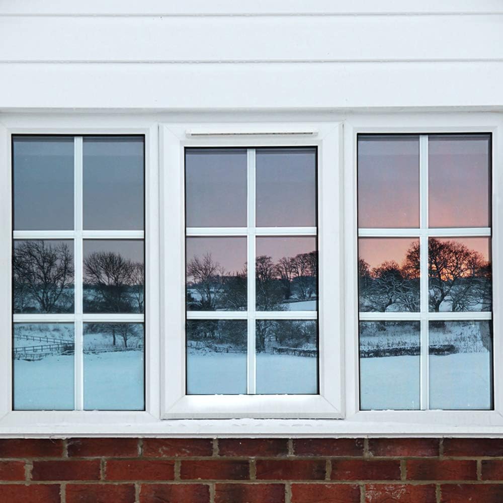 BDF 1SBK – Película de privacidad diurna no adhesiva unidireccional con adherencia estática para ventana, rechazo de calor, color plateado y negro,