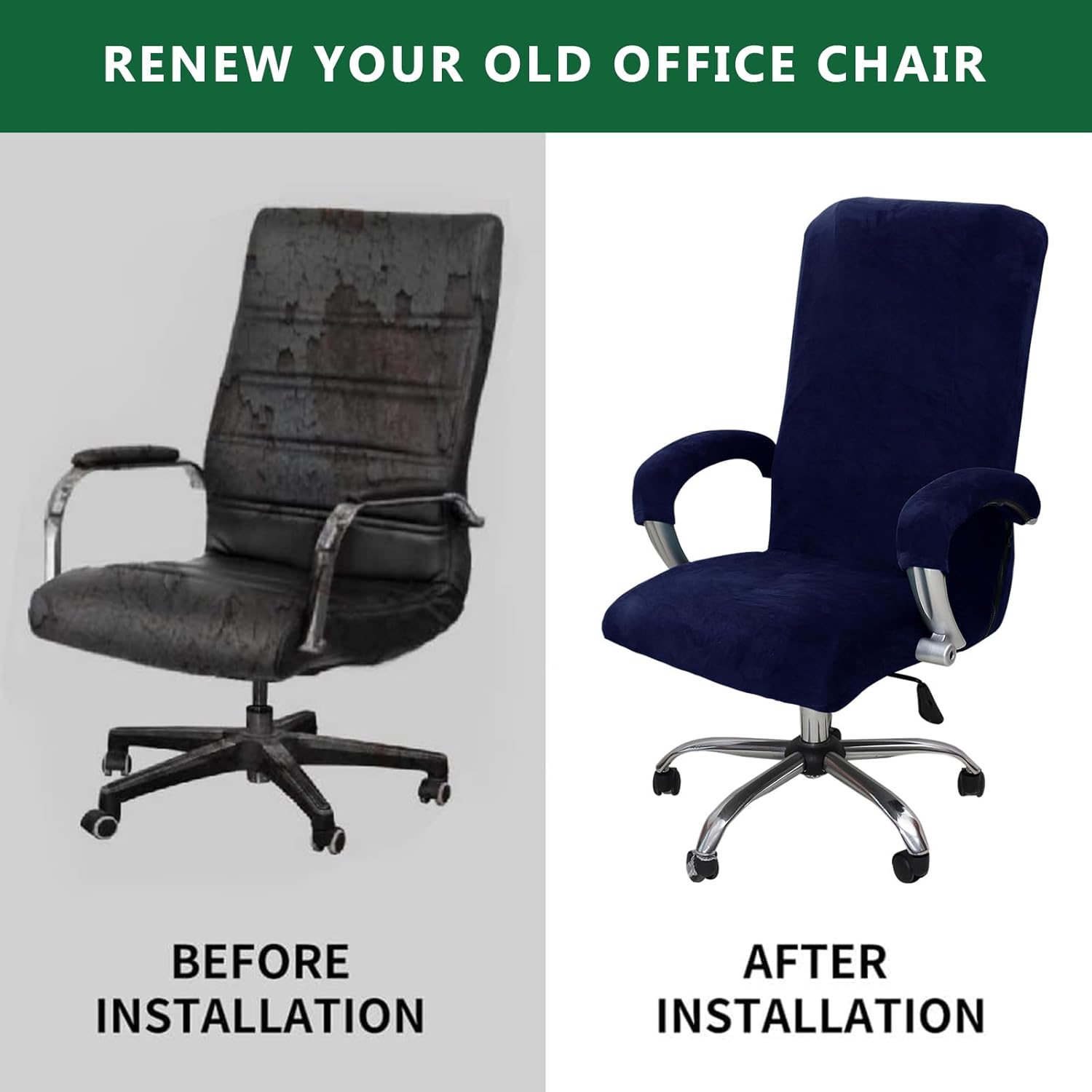 GOSTADY Funda de terciopelo para silla de oficina con reposabrazos, fundas suaves y cómodas para sillas de computadora con cremalleras duraderas,
