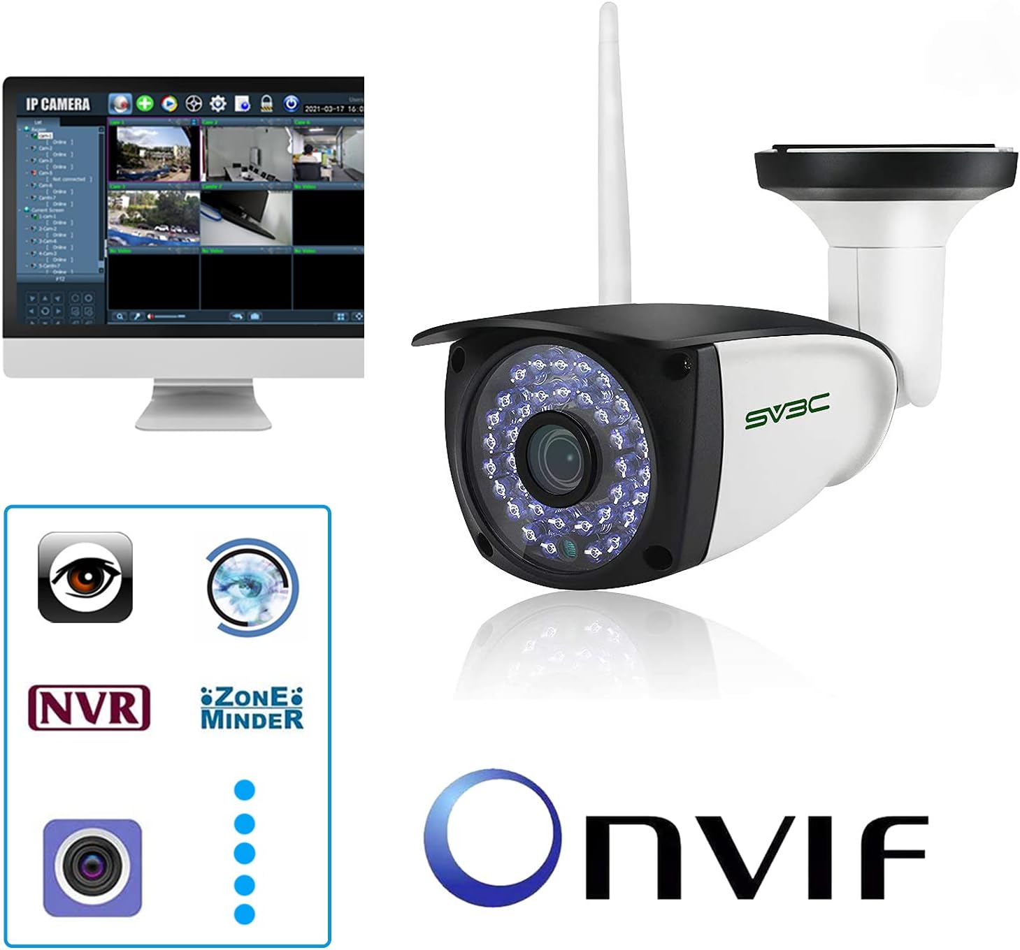 SV3C 2 Pack 5MP Outdoor Home Security Cameras, Dual Band 2.4G 5GHZ WiFi Camera, Onvif IP Cam with Human Motion Detect, RTSP Browser View, 2-Way