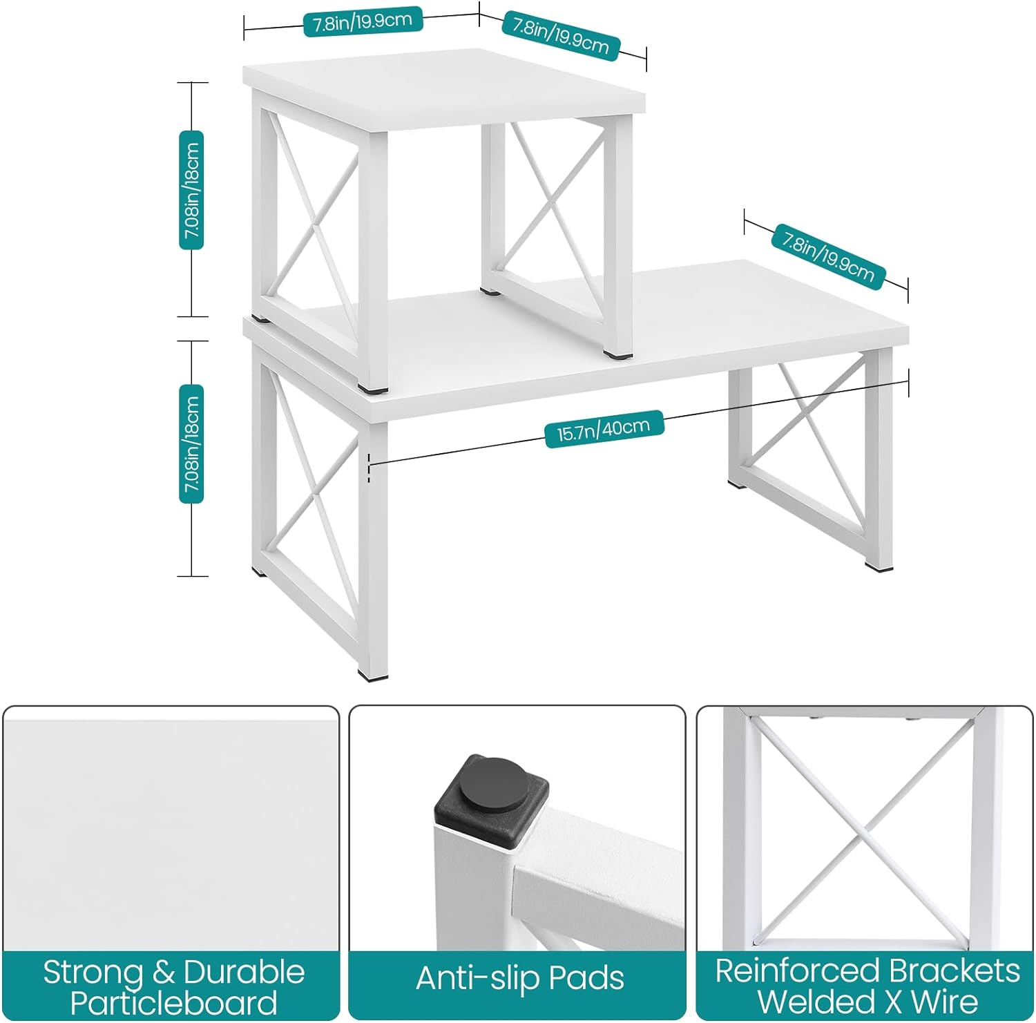 ELITEROO Estante de escritorio de madera, estantería pequeña independiente, organizador de suministros de dormitorio, soporte de escritorio apilable