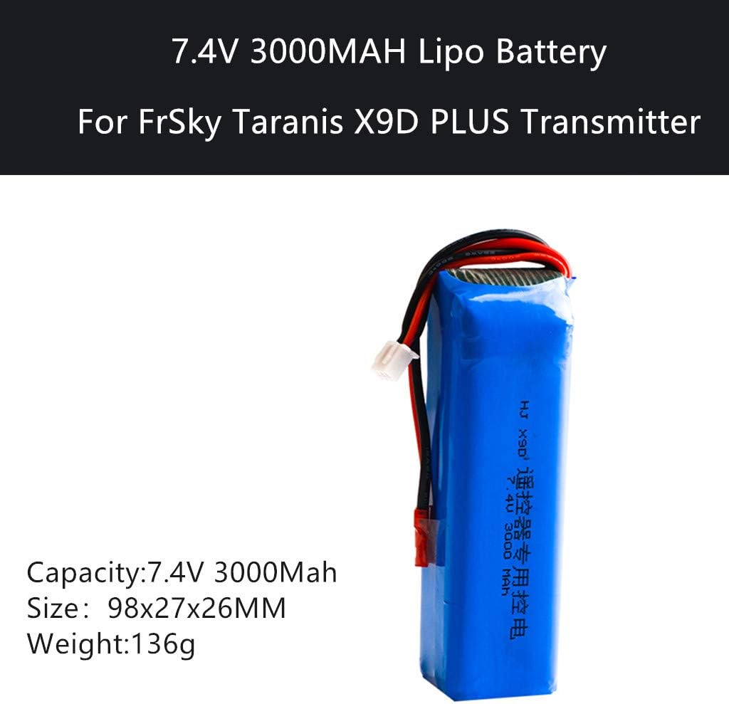 YJYdada 7.4V 3000MAH Lipo pieza de batería para transmisor FrSky Taranis X9D Plus (azul)